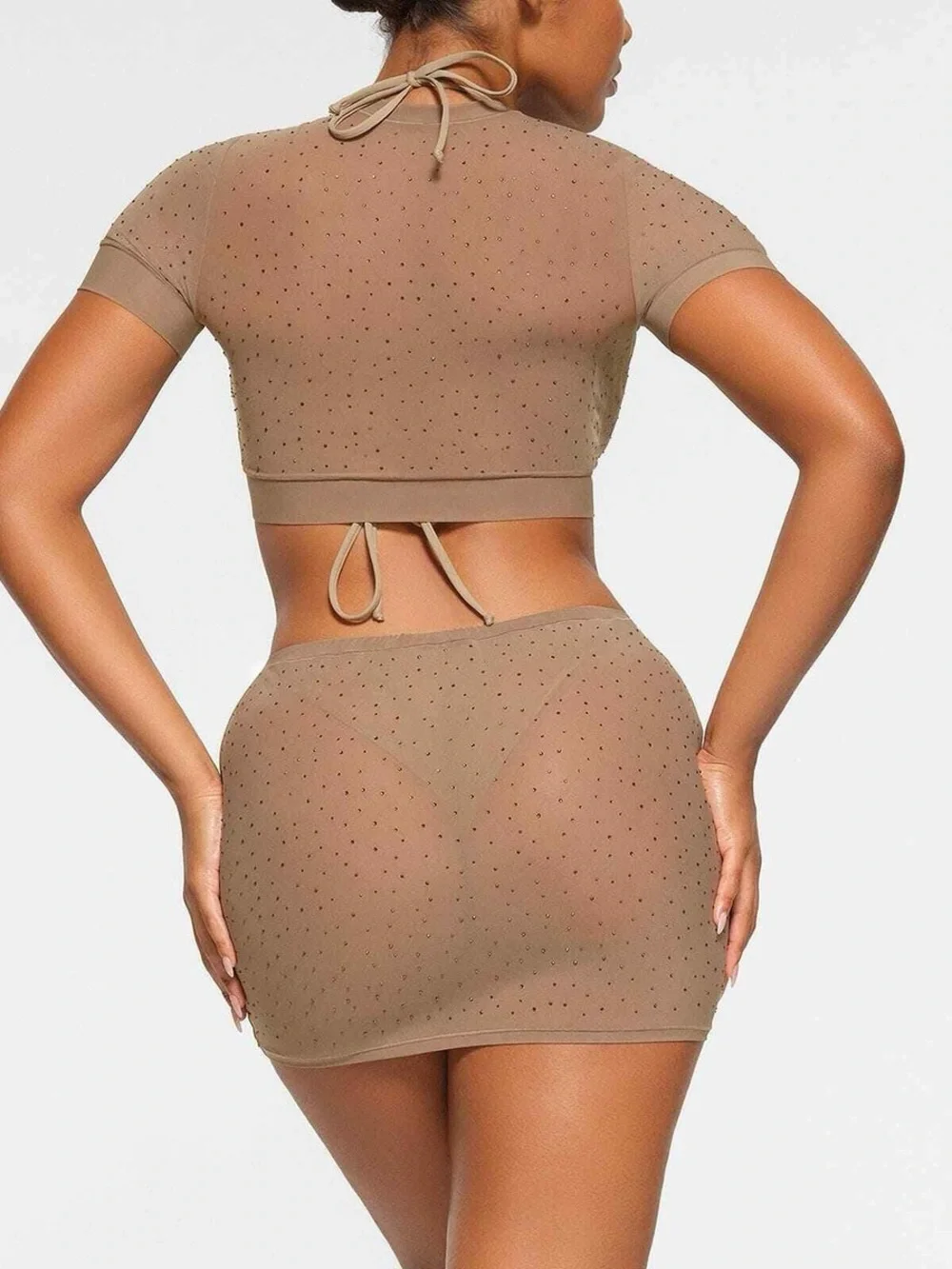 SKIMS Mesh Rhinestone Mini Skirt Coverup